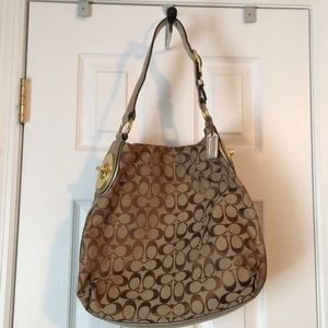 Coach Khaki and gold handbag